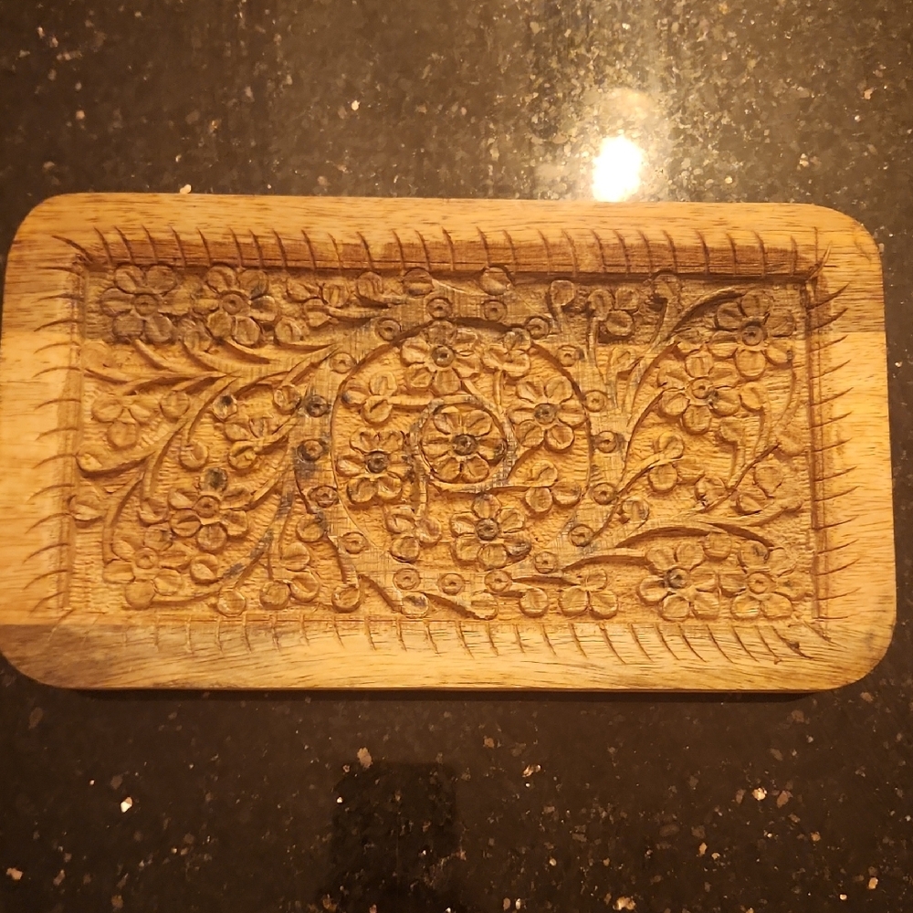 Hand Crafted Wooden Floral Tray